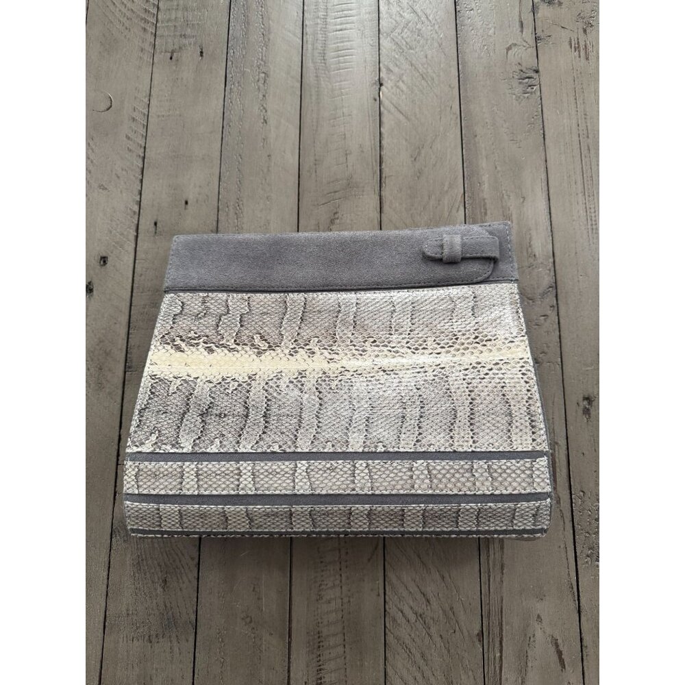 Ximena Kavalekas Liz Watersnake Suede Leather Grey Clutch Handbag